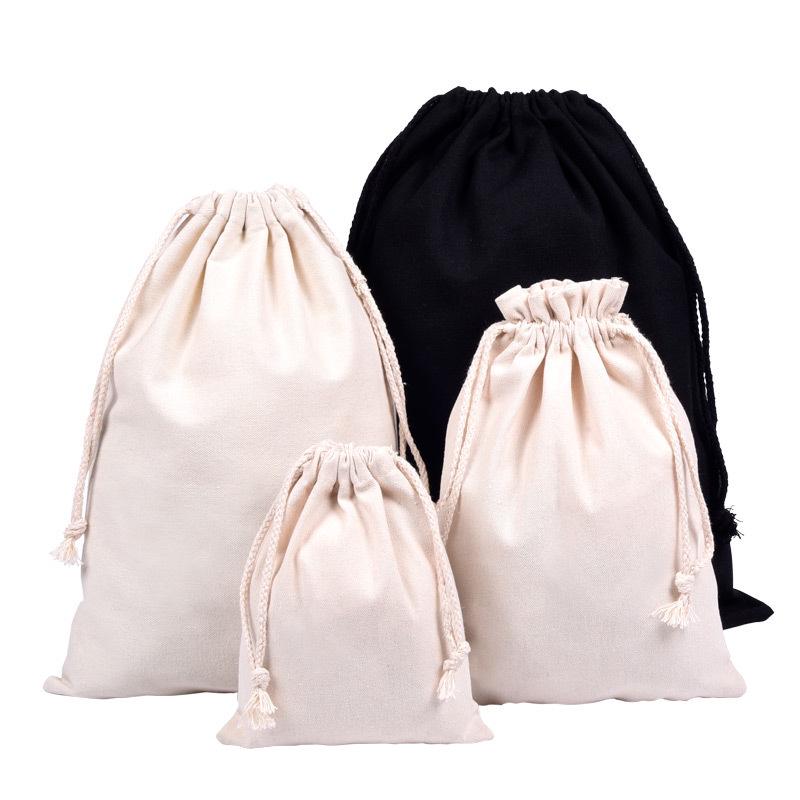 Grande Borsa con Coulisse in Tela di Cotone Beige per Stampa Logo Personalizzato