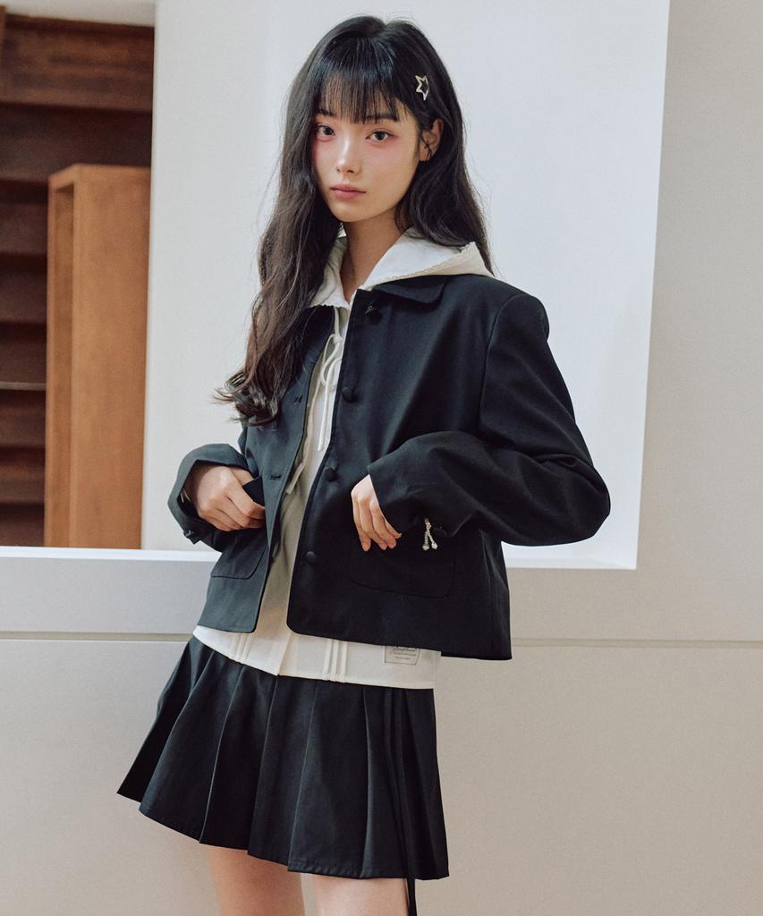 Short Jacket With Zeroplanet Ribbon [Black]