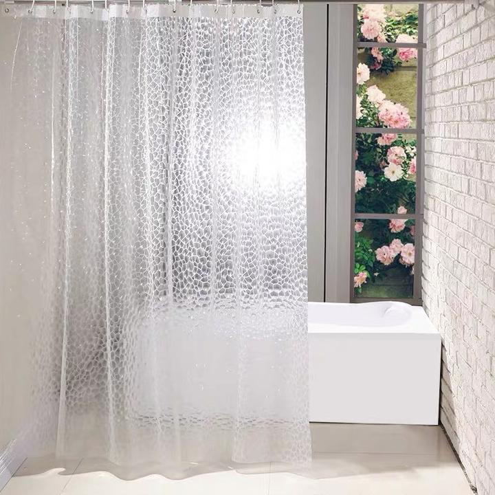 Waterproof Bathroom Shower Curtain Transparent Bathroom Curtain with Hooks Thickened Bathing Sheer Wide Bath Curtain