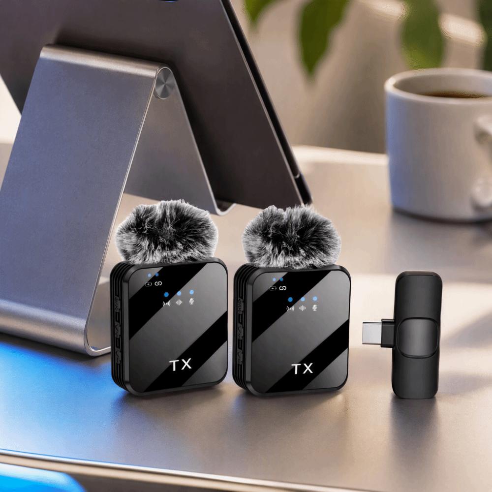 Mini Wireless Microphone Noise Cancellation Lapel Microphone Clip-On Microphone Travel