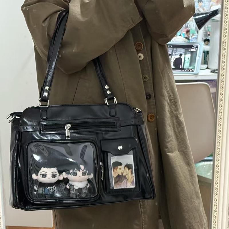 Japanese Y2k Itabag Lolita Girls Crossbody Bag Fashion Harajuku Handbag Multi-pocket Badge Transparent Display Shoulder Bag