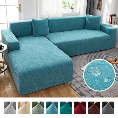 Levivel Waterproof Jacquard Sofa Covers Elastic Corner 1 /2 /3 /4 Seats Solid Couch Cover L Shaped Sofa Slip Cover Protector Covers