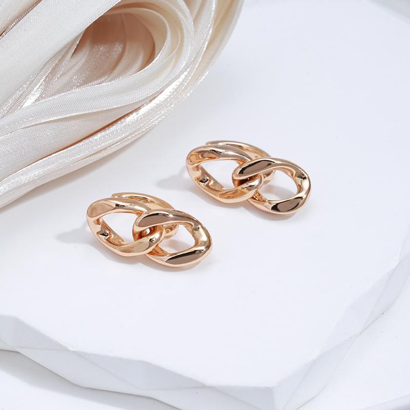 Kinel Simple Rose Gold Color Thick Chain Earrings For Women Vintage Glossy Jewelry