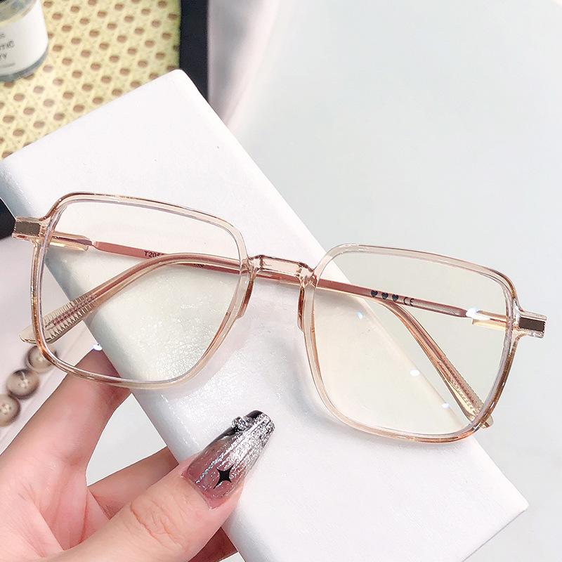Photochromic Glasses Women'S Square Anti-Blue Flat Glasses Fashion Outdoor Casual Sunglasses Vintage