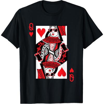 Classic Black Queen of Hearts T-Shirt_ Adult, Short Sleeve, Cotton-Polyester Blend