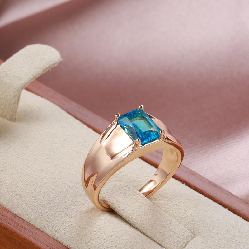Dámský prsten Kinel Blue Square Zirkon Rose Gold Barva