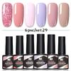 6-Color Nail Polish Glue Set, Popular Color Nail Glue, Phototherapy Nail Polish Glue Can Be Matched Arbitrarily.