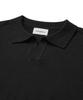 CUZNELLO Cool Cotton Open Collar Short Sleeve Knit_Black
