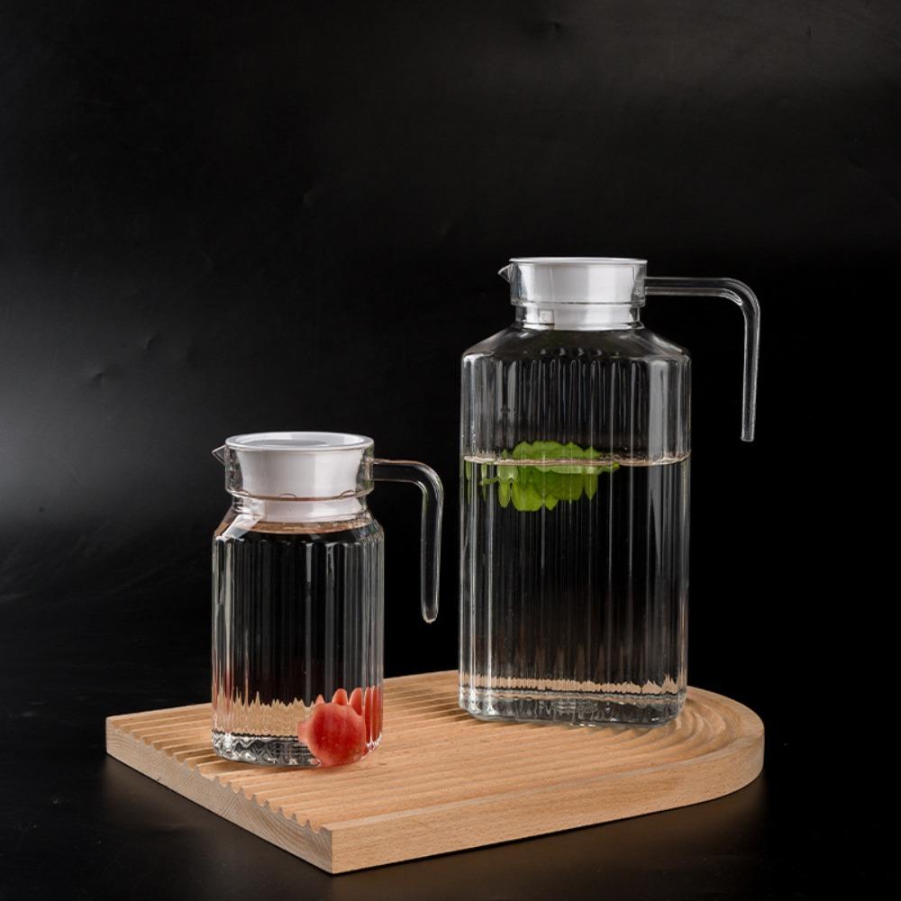 Transparent Stripe Pitcher with Lid Water Bottle Juice Container Water Jug Beverage
