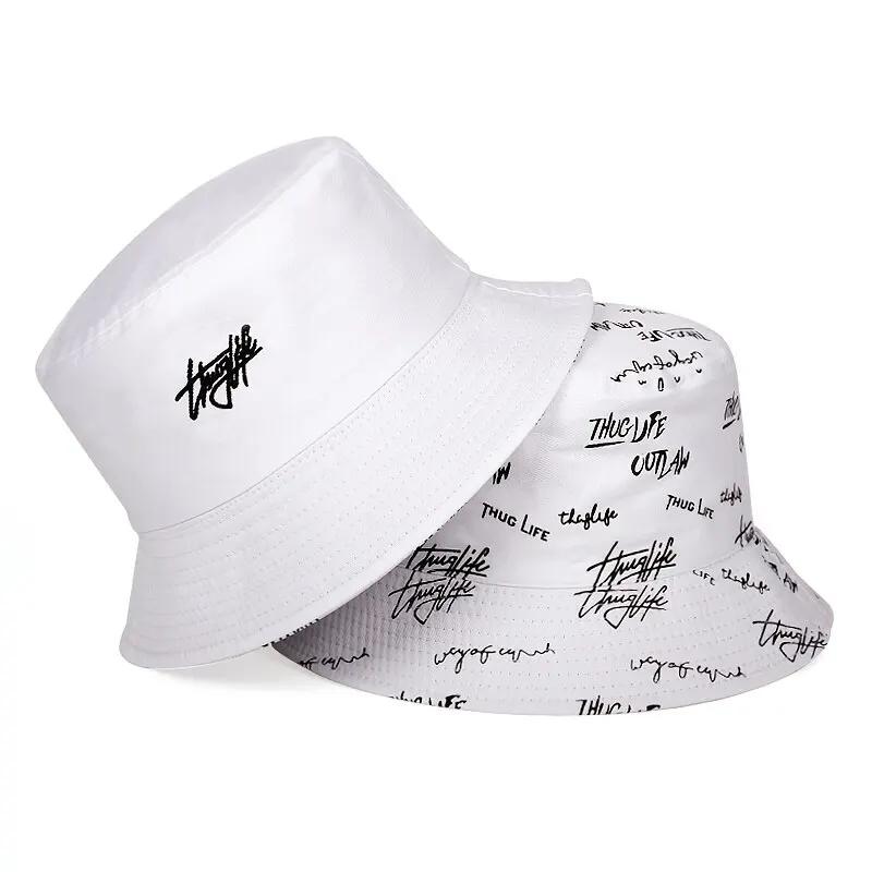 Embroidered English Letters Double-sided Fisherman Hat Universal Summer Thin Sun Protection Hats Fashion Trendy Sun Hat