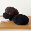 French retro metal standard black beret female big head circumference showing face small literary cloud painter hat autumn and winter versatile