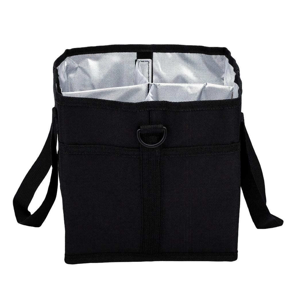 Insulated Drink Carrier Bag with Handle Reusable 4 Compartment Drink Holder Bag for Travel Camping Picnic Black