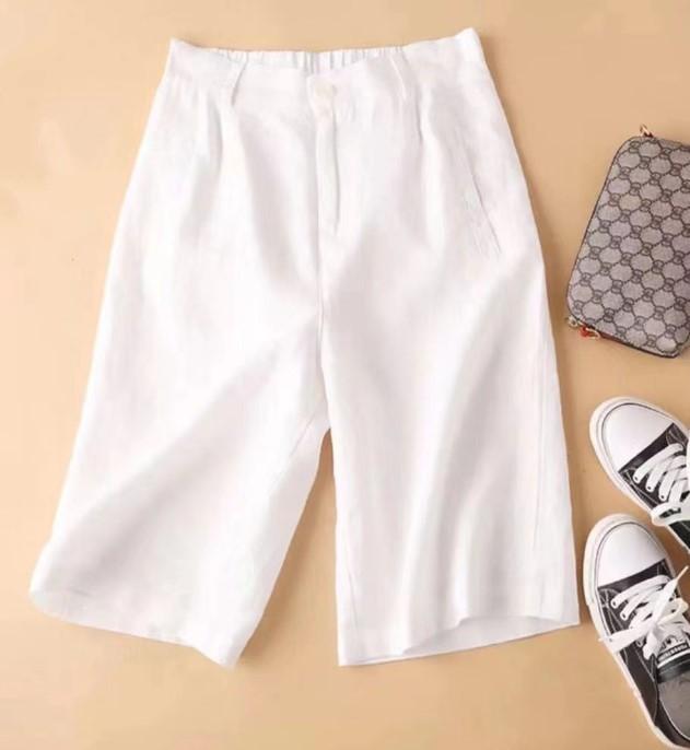 Women's Summer Literary Cotton Linen Wide-legged Five-minute Pants Thin Section of High-waisted Loose Casual Pants