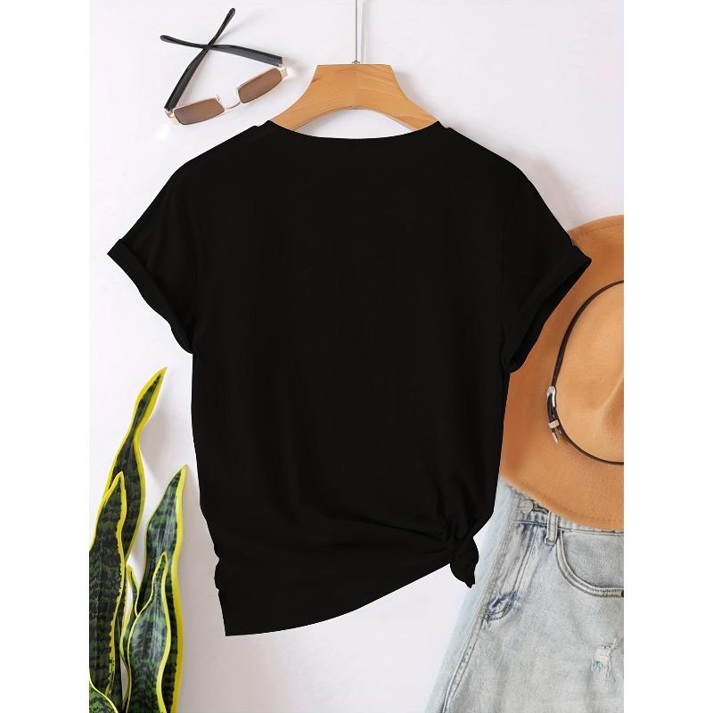 Europäische Größe Damen Blumen Kurzarm Farbe Lotusdruck Rundhals Lässiger Stil Sommer T-Shirt Mode Pendler Urlaub Täglich Alleskönner