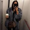 Women Plus Size Short Faux Coat Warm Furry Jacket Long Sleeve Outerwear