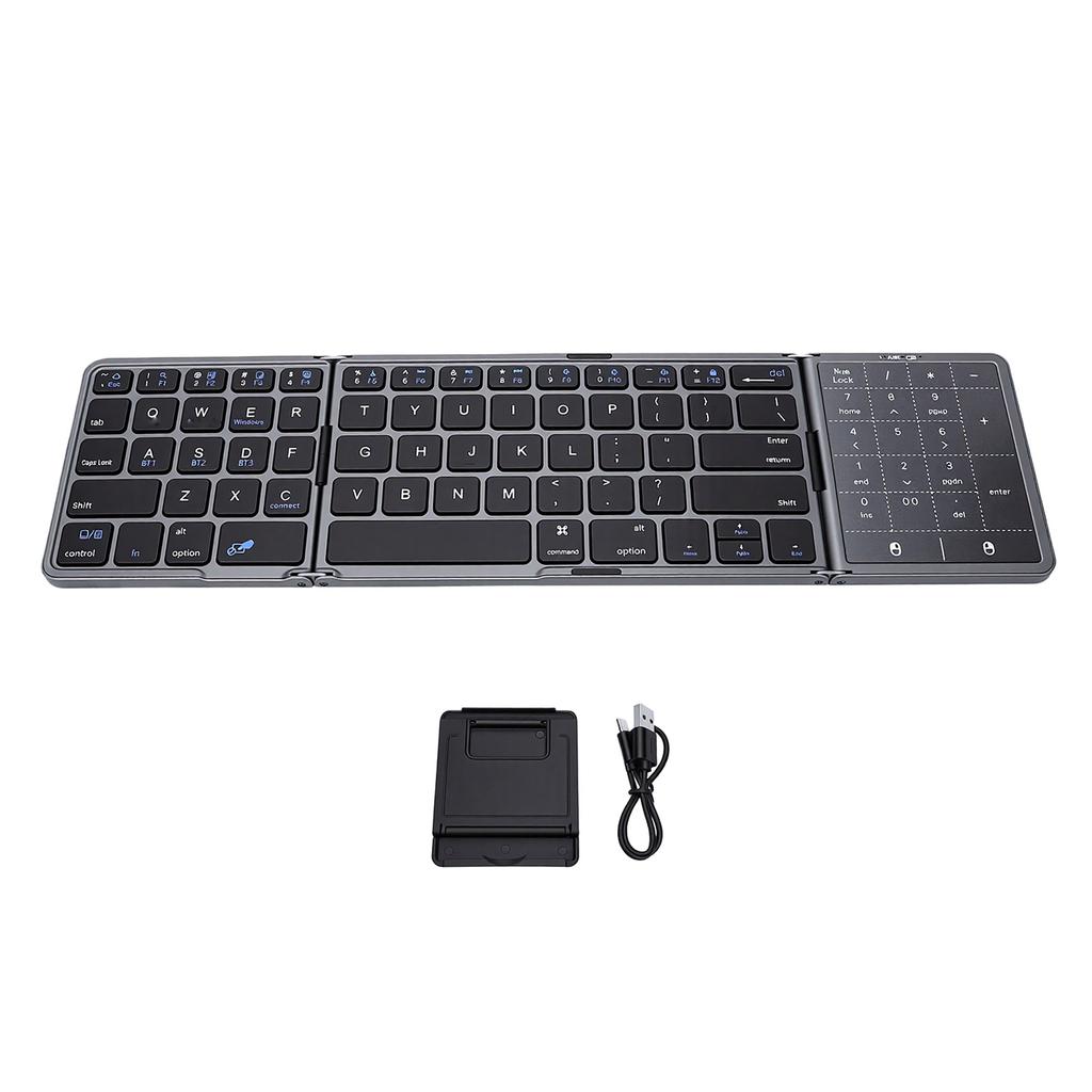 Portable Foldable Keyboard with Touchpad Rechargeable Bluetooth Travel Keyboard for Smartphones Tablets Laptops