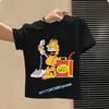 Garfield's new children's pure polyester short-sleeved boys' sports shirt, girls' casual top with cartoon print, summer T-shirt