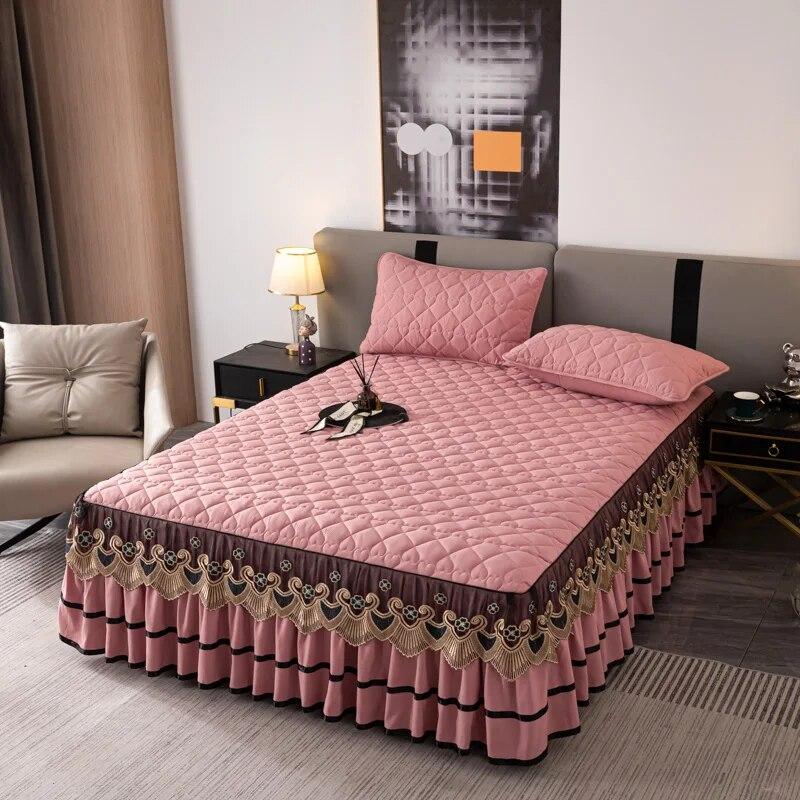 Luxury Cotton Lace Bed Skirt Bedspread Thick Removable Bed Skirt Style Bed Sheets Embroidery Cotton European-style Bed Spreads