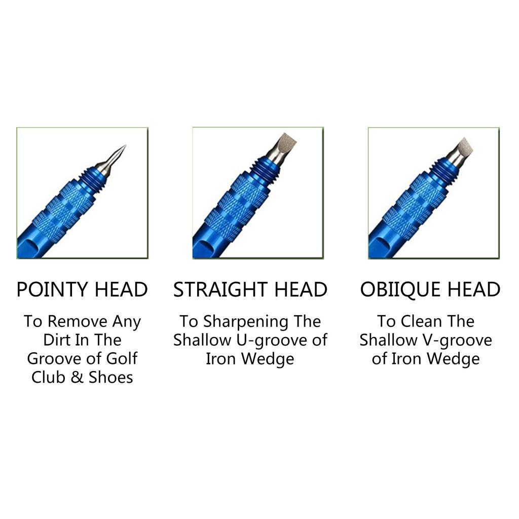 Golf Club Grooving Cleaning Tools for Golf Iron Wedges 3 In 1 Golf Club Grooves Sharpener Hard Golf Club Grooves Cleaner