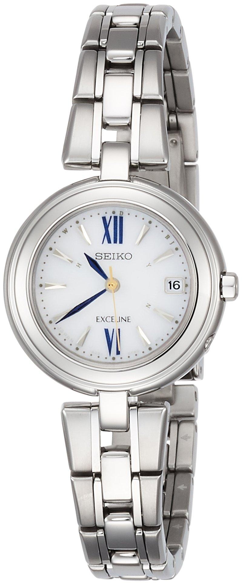 

Seiko Watch Exceline Solar Radio-Controlled Titanium Watch, White Dial, Silver, SWCW131, Women s