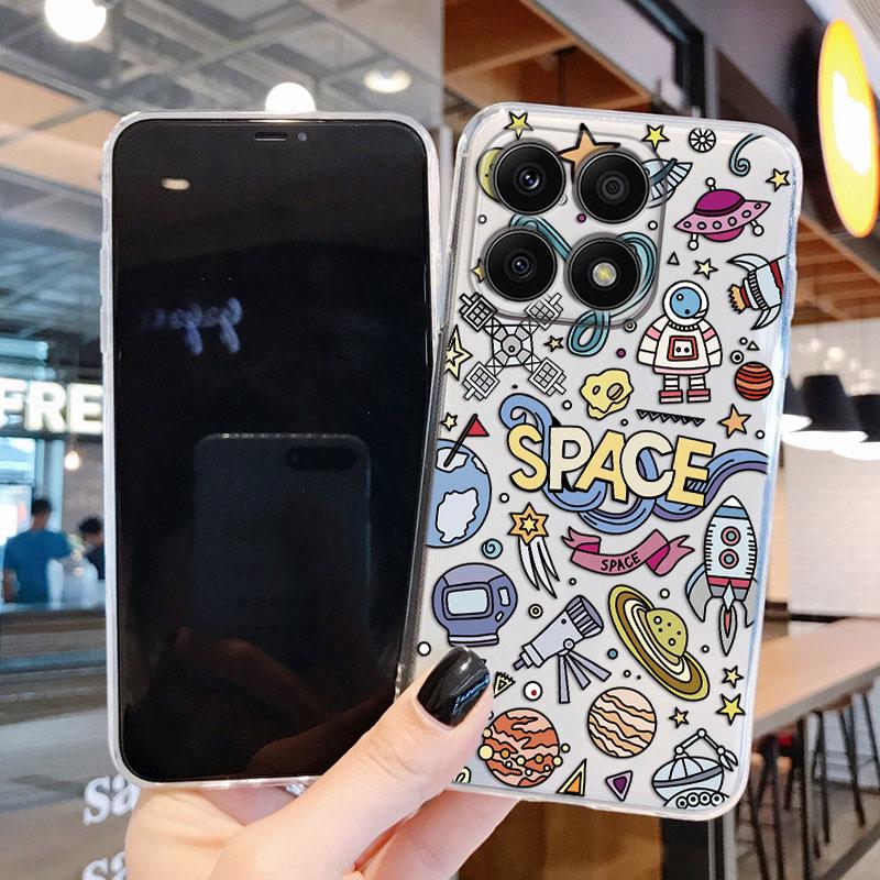 For Honor X8a 4G Case Silicone Soft Clear Coque Phone Cases Cover X8b X8c X6b 6.7'' 5G X8 X6a Shell Bumper Protection Astronaut