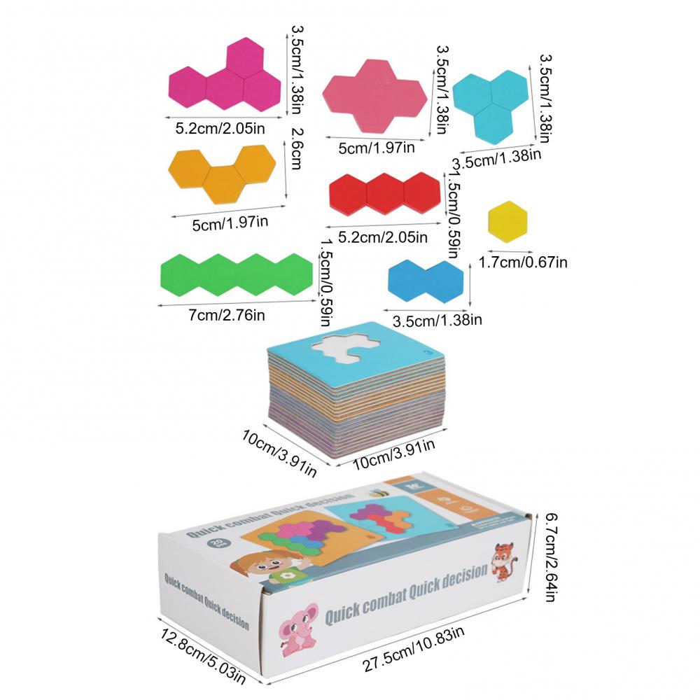 

Деревянный шестигранный пазл для детей и взрослых. Деревянные русские блоки-пазлы. Танграм. Логические головоломки с 20 карточками показателей. Интерактивные развивающие детские игрушки. SZSJ