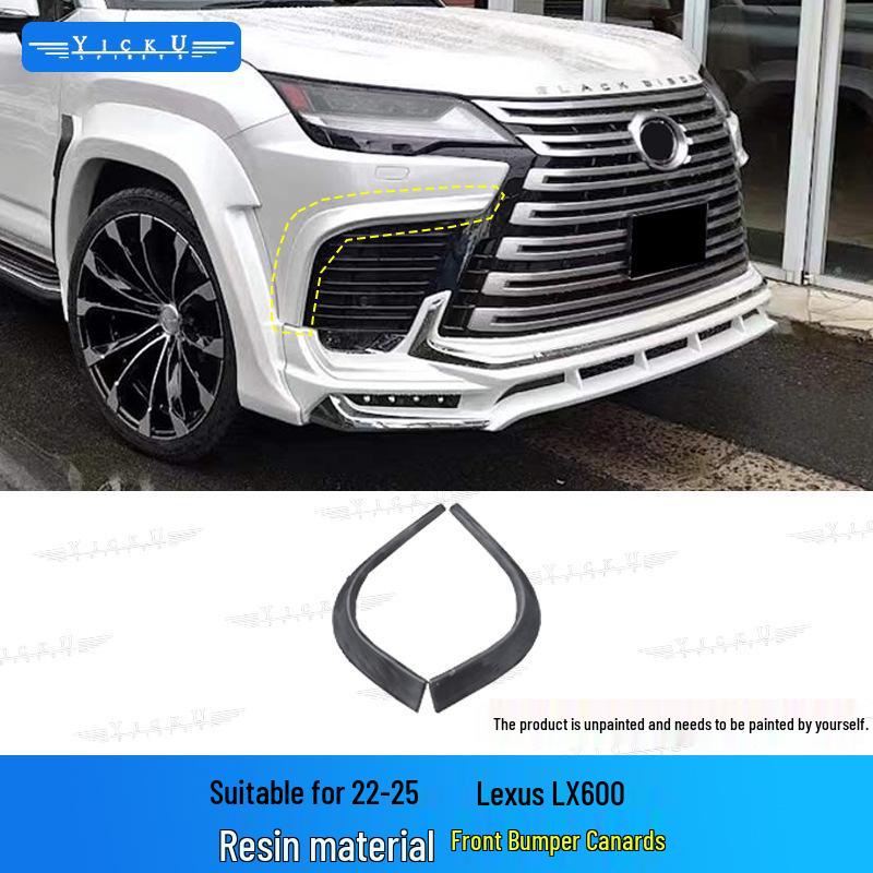 Lexus LX600 Widebody Kit: Front Lip, Rear Diffuser, Fender Flares, Rear Spoiler, Top Spoiler, Wind Deflectors, and WD Small Body Kit.