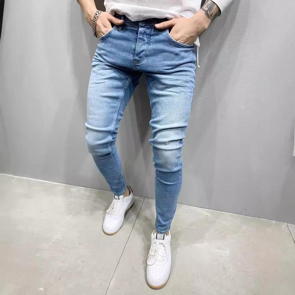 Jeans Uomo Aderenti Stretch Aderenti Jeans a Piedi Stretti