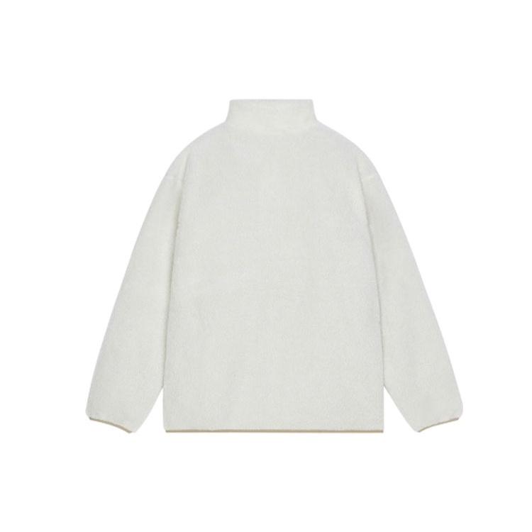 New Balance Contrasting Colors Knit Suede Sports Stand Collar Logo Lamb's Wool Jacket Autumn Creamy White Men's AMJ13346-MSU