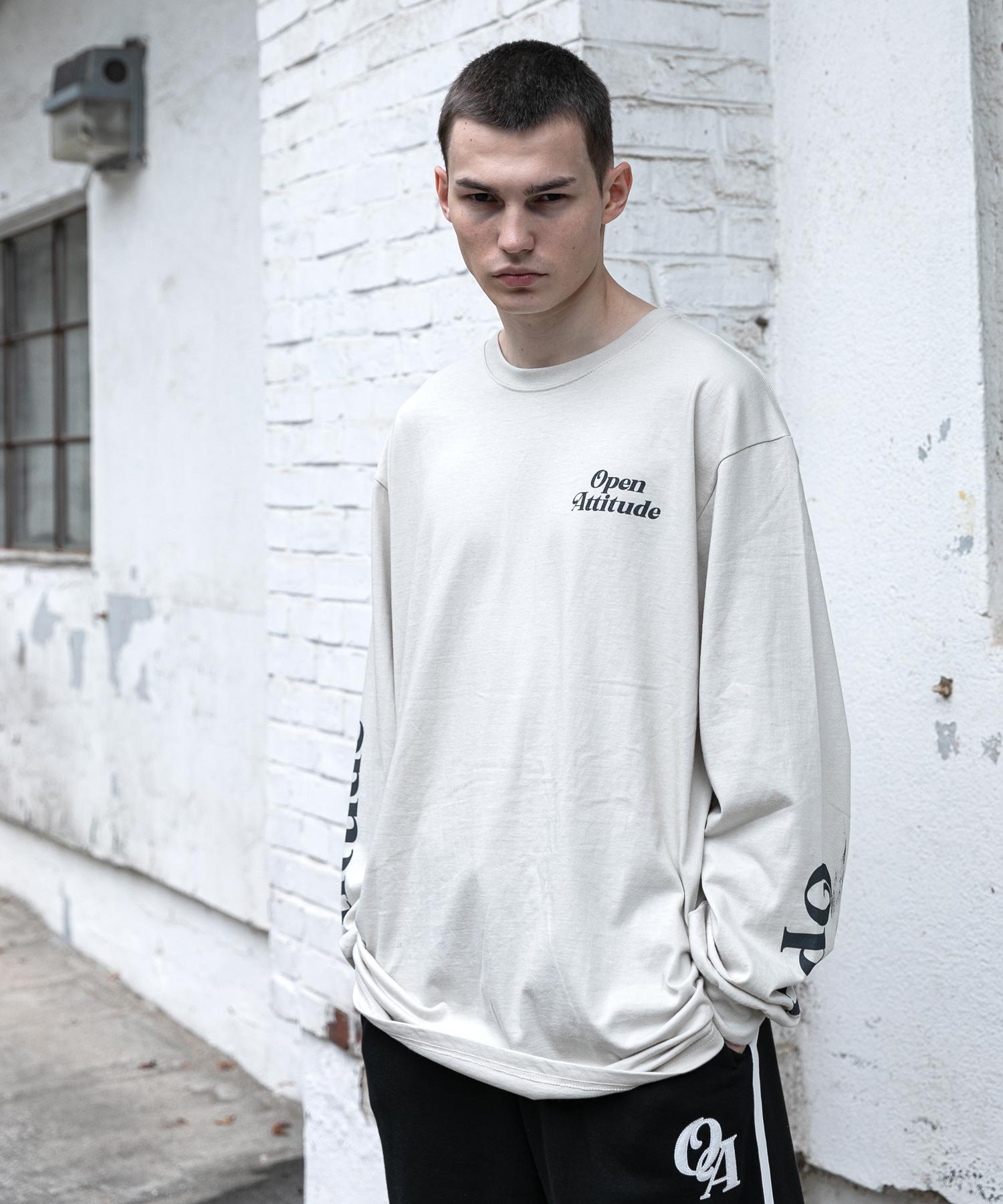 Open Attitude Attitude Lettering Long Sleeve-French Gray French Gray/2
