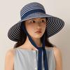Striped Fisherman Hat Foldable Sunset Hat for Summer Seaside Travel