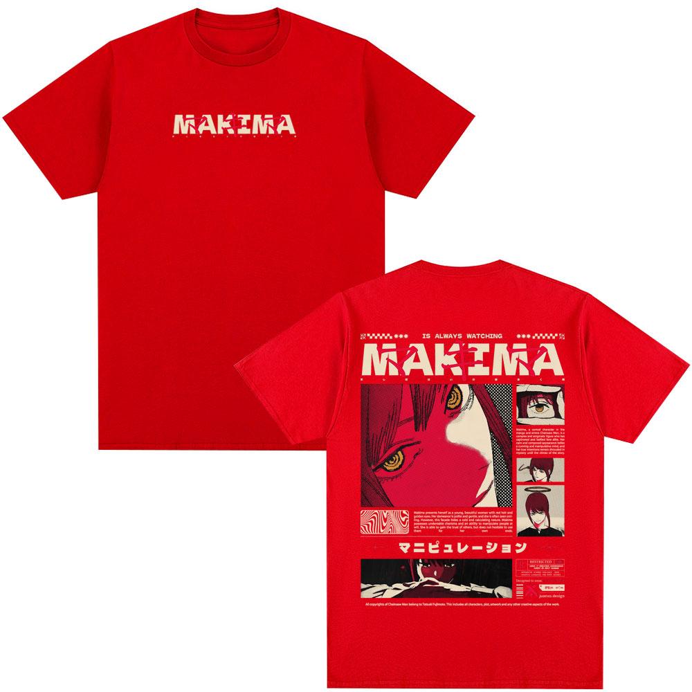 Japanese Anime Chainsaw Unisex Makima Tshirt Unisex Women Clothing Fashion Short Sleeve T Shirts Cotton Oversized Tshirts Streetwear