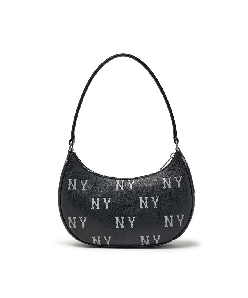 Mlb Classic Monogram Embossed Hobo Bag Ny (Black)