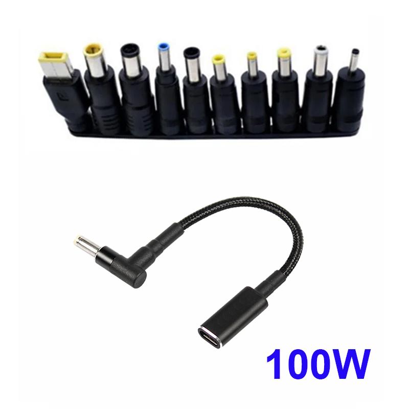 100W 65W Type C Universal Notebook Adapter Connector DC Jack USB-C Charging Cable Cord for Laptop 10pcs Set