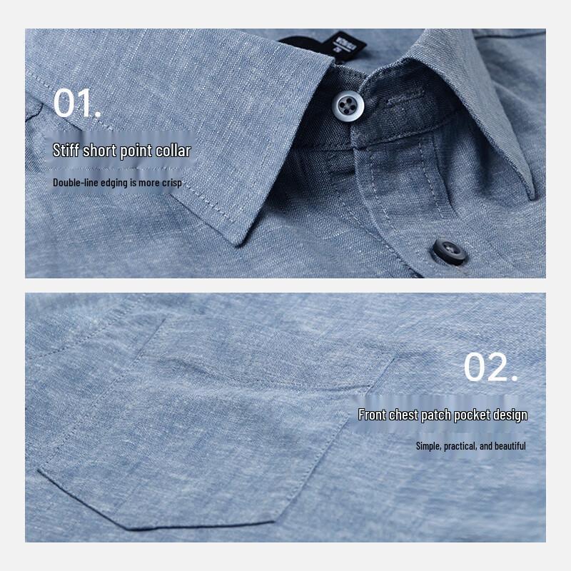 SEPTWOLVES Men's Long-Sleeve Cotton-Linen Shirt