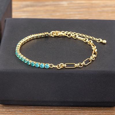 Nidin Classic 5 Colors Bracelets Fashion Paperclip Link Chain Light Luxury Zircon Charm Bangle Women Jewelry Party Fine Gift