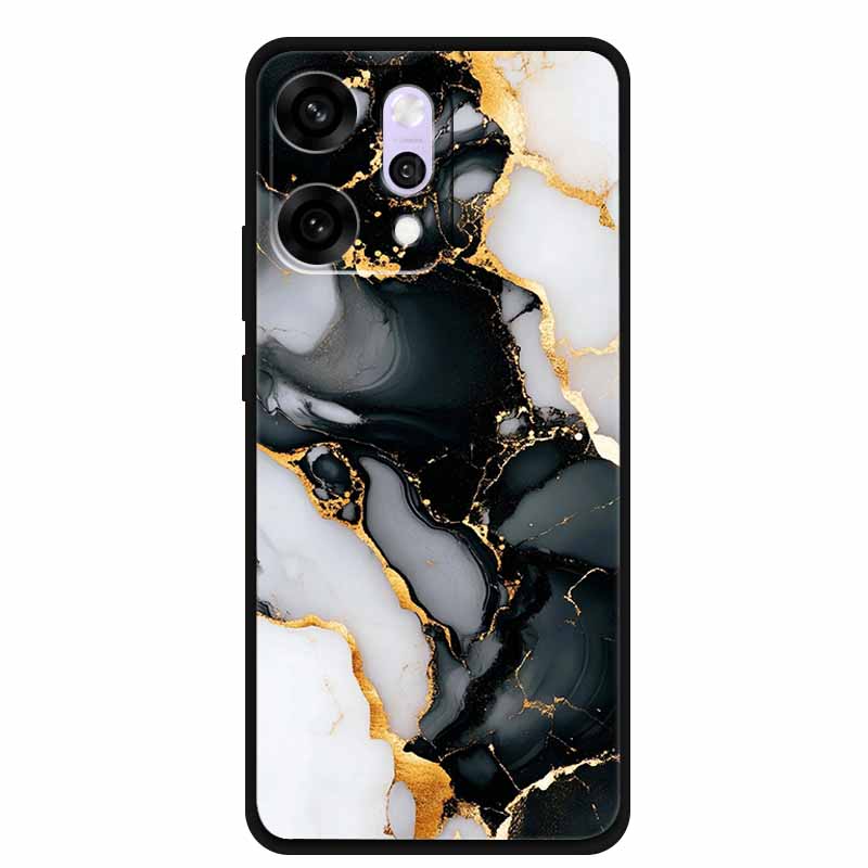 Funda de Dibujos Animados Para OPPO Reno 14 Pro Funda de Teléfono Suave de Silicona Para OPPO Reno14Pro Negra TPU Protectora Carcasa Trasera Mármol Para