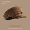 Japanese Solid Color Retro Suede Flat Top Painter Hat Autumn and Winter Men's and Women's British Casual Temperament Newsboy Cap