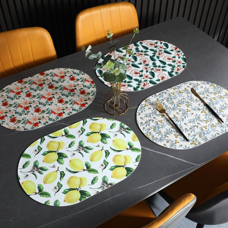 Table Mat PU Leather Placemat Nordic Style Print Waterproof Oil Proof Non Slip for Home Kitchen Wedding Dining Settings