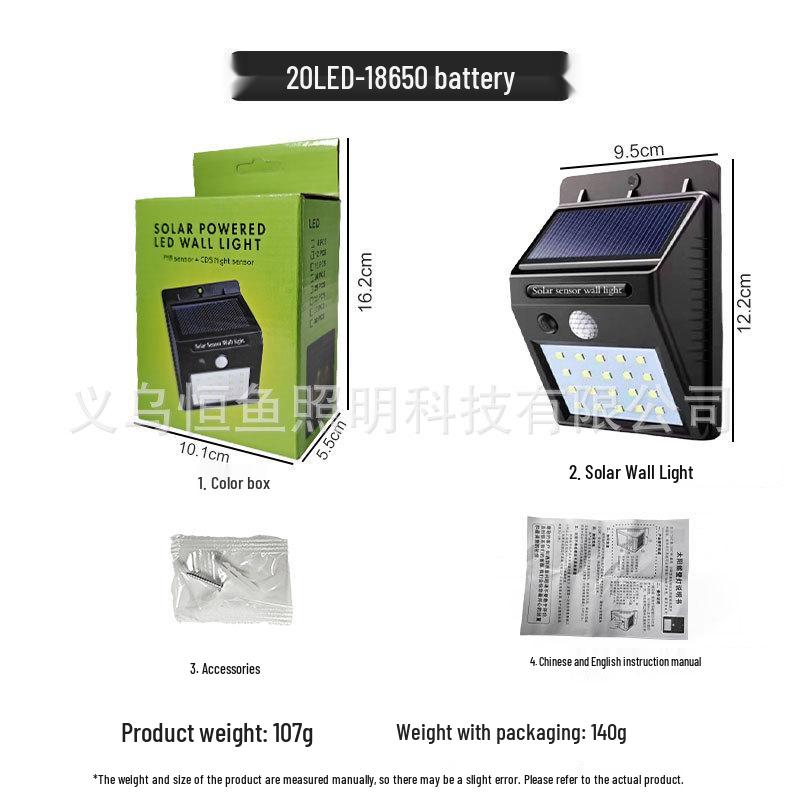 

100 светодиодный солнечный датчик движения водонепроницаемый уличный садовый светильник Solar Wall Lamp