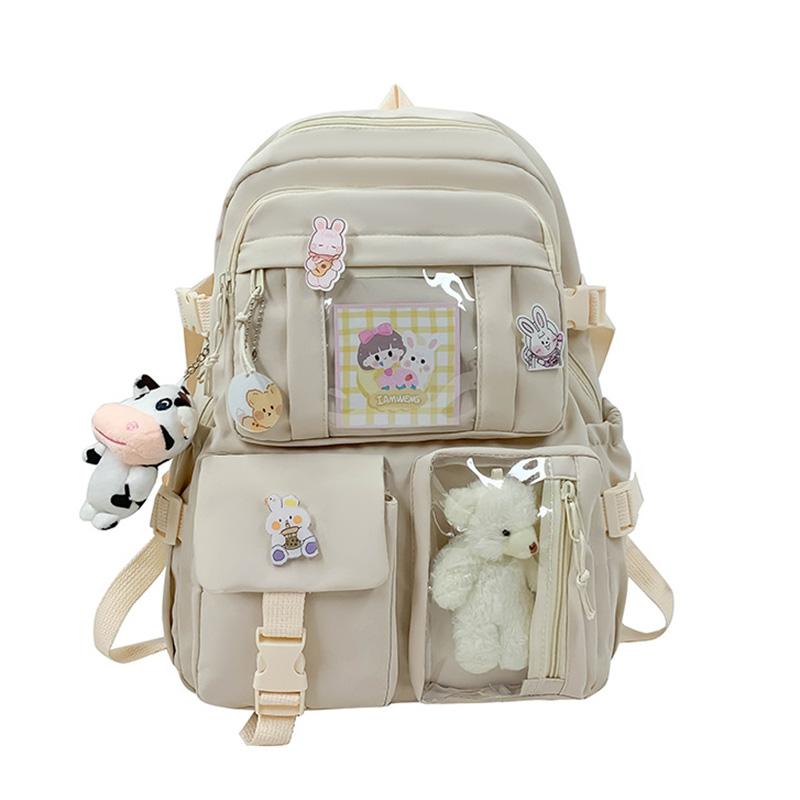 

New Arrival Fashion Large Capacity Girls Boys School Use Daily Package Travel Bag Shoulder Women Knapsack Solid Colors Backpack бежевый