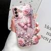 Pink butterfly patterned glass phone case suitable for Samsung Galaxy S26 S25 S24 S23 S22 S20 FE/Ultra/Plus anti drop back cover