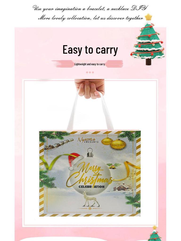 Surprise Christmas Platinum Gift Box: Children's Creative Beaded Bracelet 24-Day Countdown Calendar Blind Box