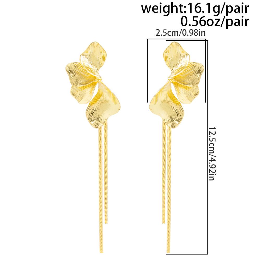 Eleganti Orecchini Pendenti con Fiori e Lunghe Frange per Donna Romantici Orecchini Pendenti con Petali di Foglie di Ginkgo Lusso Gioielli da Matrimonio