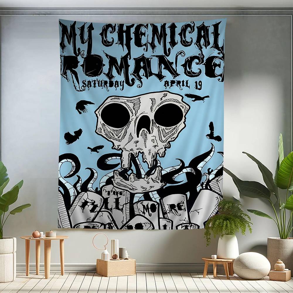 Popular Rock Band My Cchemical Romance Anime Tapestry Hippie Flower Wall Carpets Dorm Decor Wall Hanging Home Decor