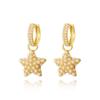 Pentagram Baroque Gold Faux Pearl Earrings: Square & Peach Heart Hoop Dangle - Women's Celebrity Style Jewelry