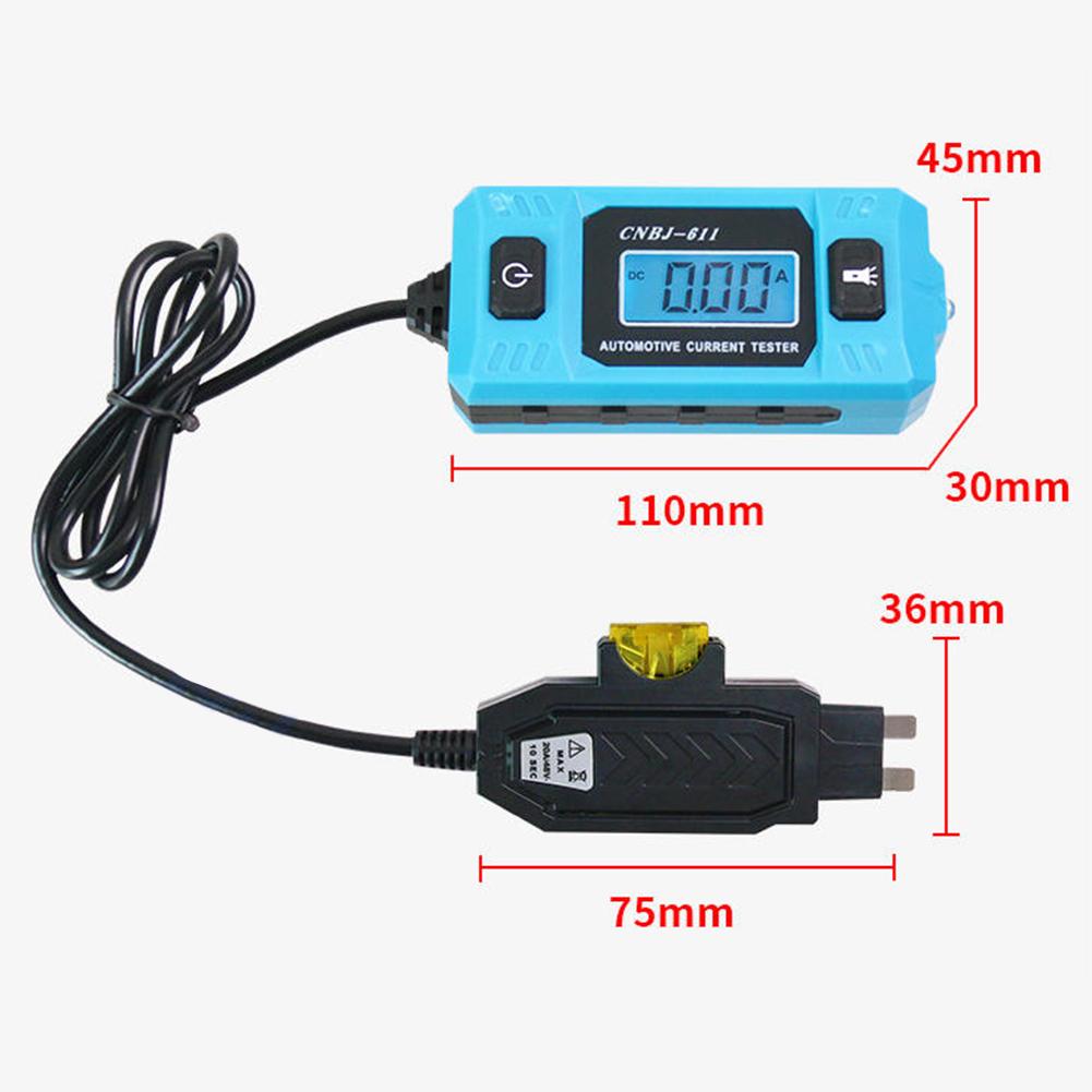 1pc 12V 0.01~19.99A Car Circuit Tester Truck Voltage Circuit LED Digital Tester Measurement Instruments Parts