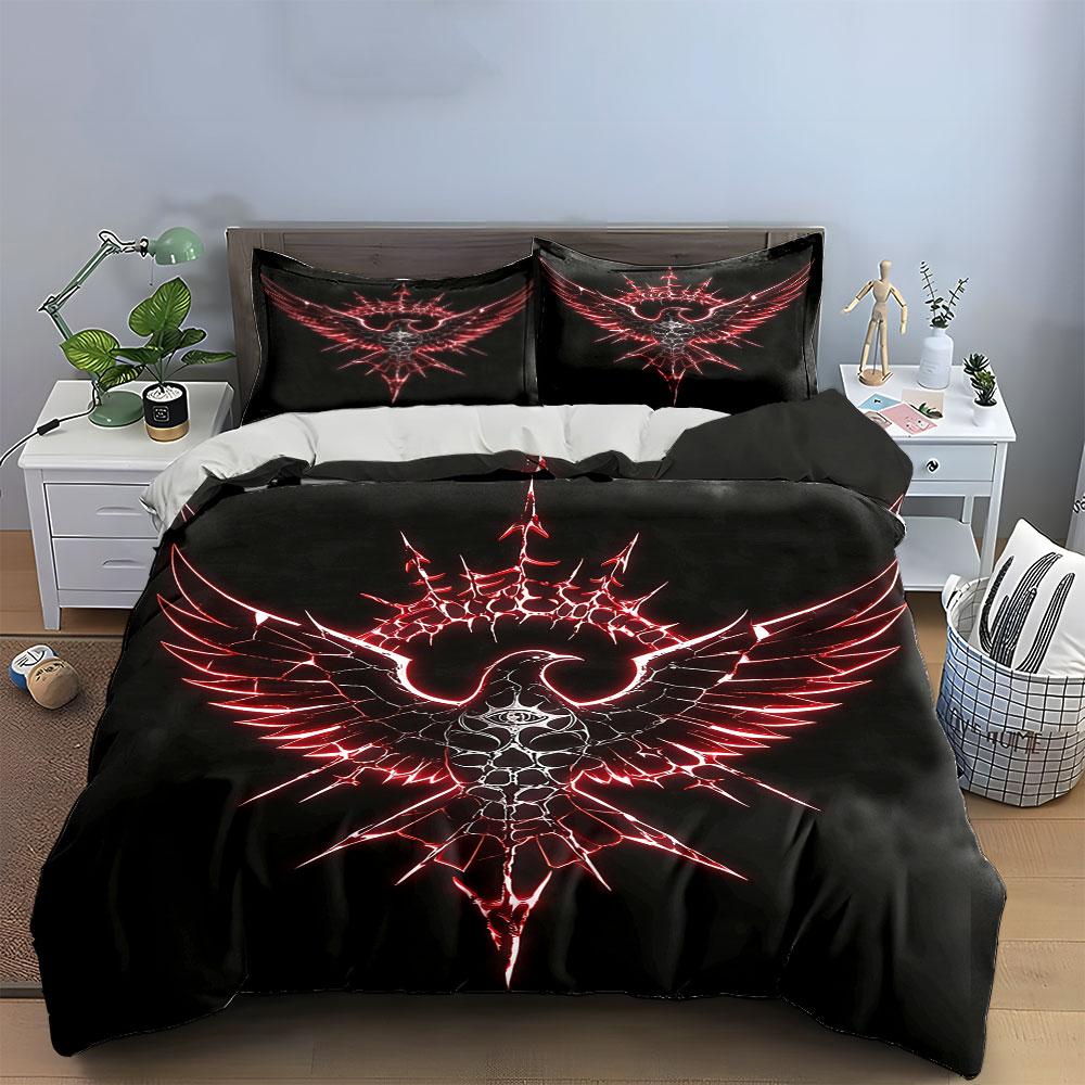 Glowing red eagle emblem. Bedding sets Duvet cover sets Duvet covers Pillowcases(1* Duvet Cover 2* Pillowcases without duvet insert)