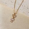 1 Piece Simple Artificial Crystal Bear Pendant Necklaces for Women Golden Stainless Steel Necklace Jewelry Daily Accessories