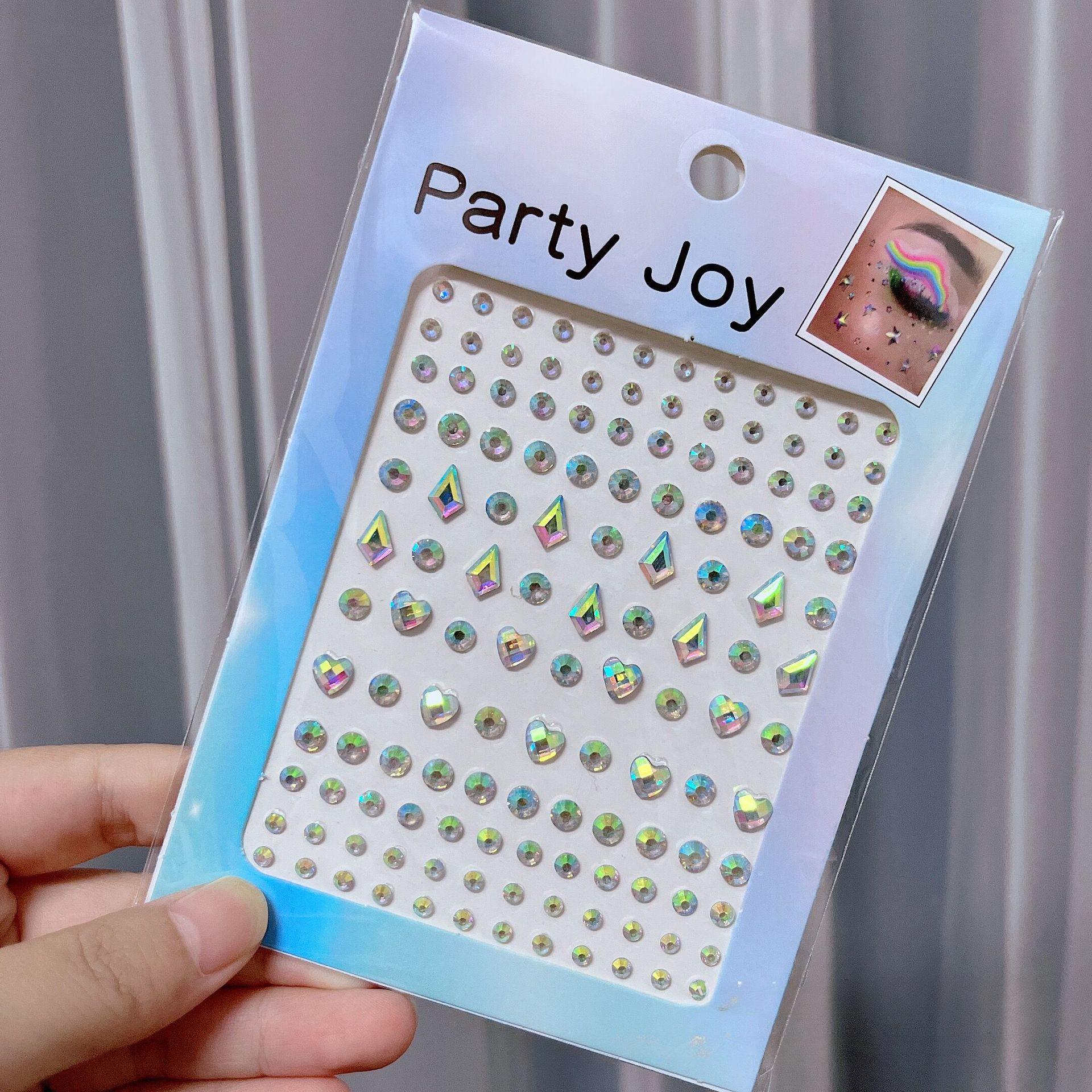 

1 шт., лазерная наклейка с кристаллами и бриллиантами, татуировка «сделай сам», лицо, глаза, макияж, наклейки со стразами, одноразовая акриловая наклейка с жемчугом, самоклеящаяся